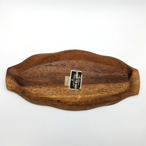 Leilani Monkey Pod Wood Tray Hand Crafted Three Parts Mid Century Philippines - Picture 2 of 12
